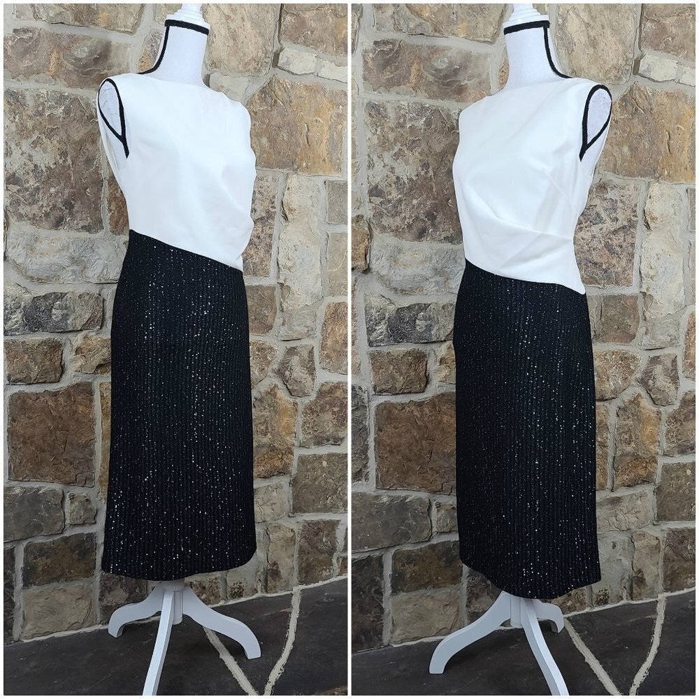 NWT St John 12 Colorblock Tuxedo Cocktail Dress - Picture 7 of 11